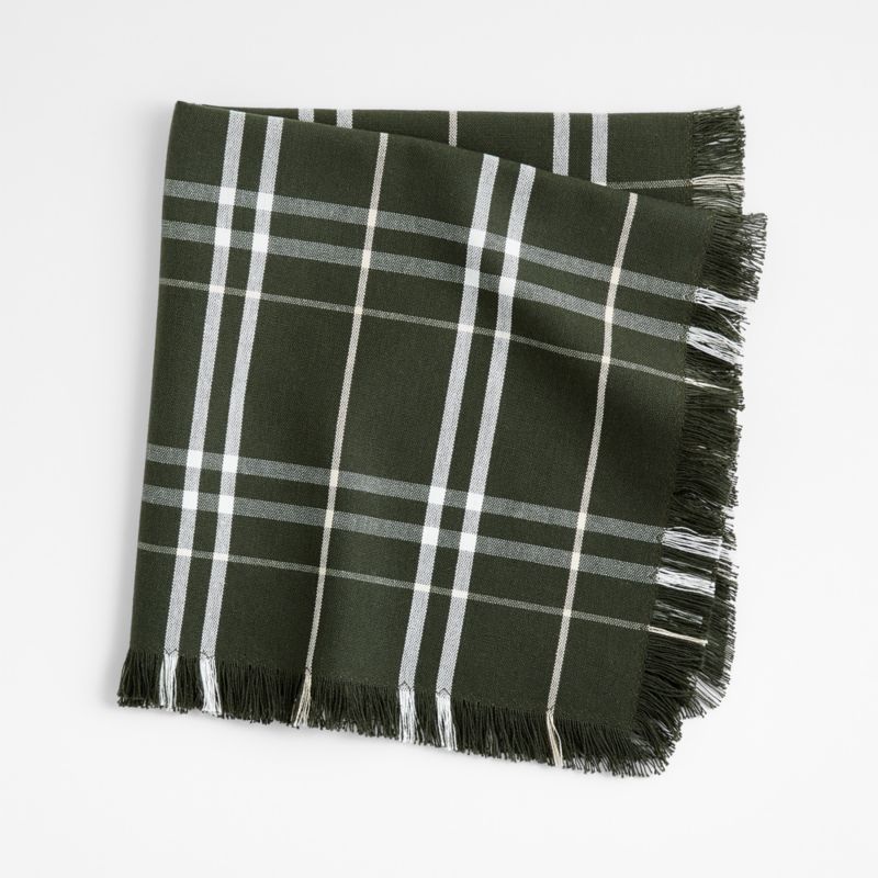 Craft Green Plaid Organic Cotton Fringe Dinner Napkin - image 0 of 8