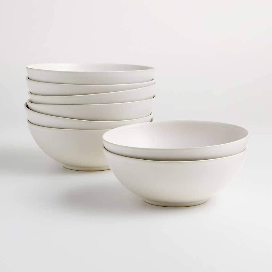 Craft 8" Linen Cream Bowl, Set of 8 | Crate & Barrel