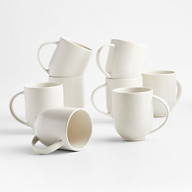 View Craft 11.5-oz. Linen Cream Stoneware Mugs, Set of 8 details