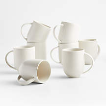 Craft Linen Cream Mugs, Set of 8 + Reviews | Crate & Barrel