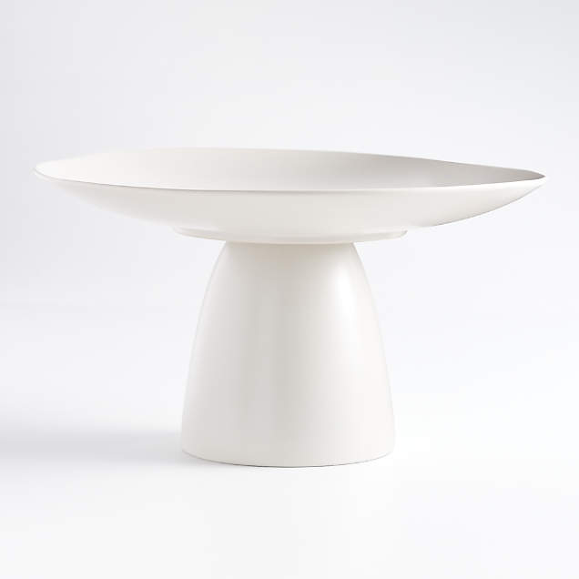 Form Round White Ceramic Pedestal Cake Stand Reviews Crate Barrel   Craft Linen Pedestal 