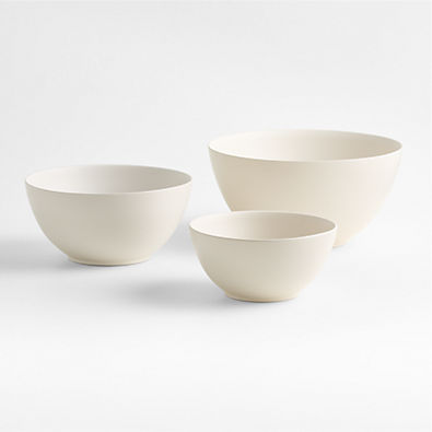 View Craft Linen Cream Ceramic Mixing Bowl, Set of 3 details