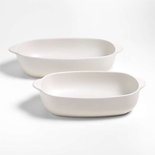 Craft Linen Cream 2-Piece Stoneware Bakers Set