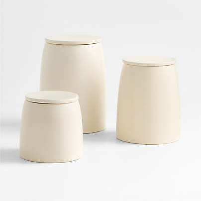Craft Linen Cream Stoneware Canisters Set