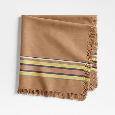 View Craft Striped Brown Organic Cotton Fringe Napkin details
