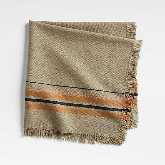 Craft Striped Green Organic Cotton Fringe Napkin