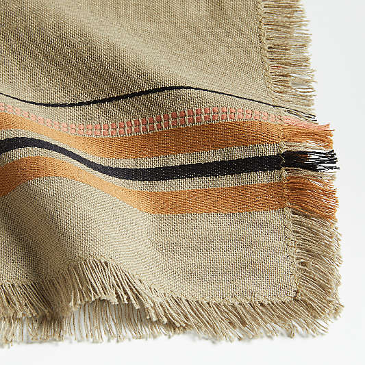 Craft Striped Green Organic Cotton Fringe Napkin