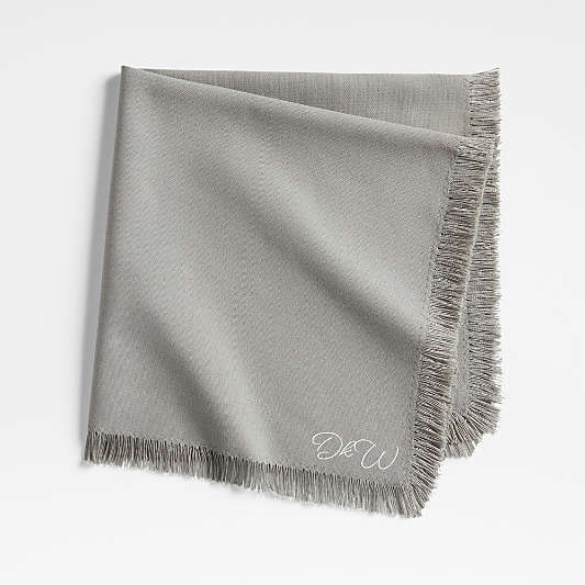 Craft Light Grey Organic Cotton Fringe Napkins, Set of 8