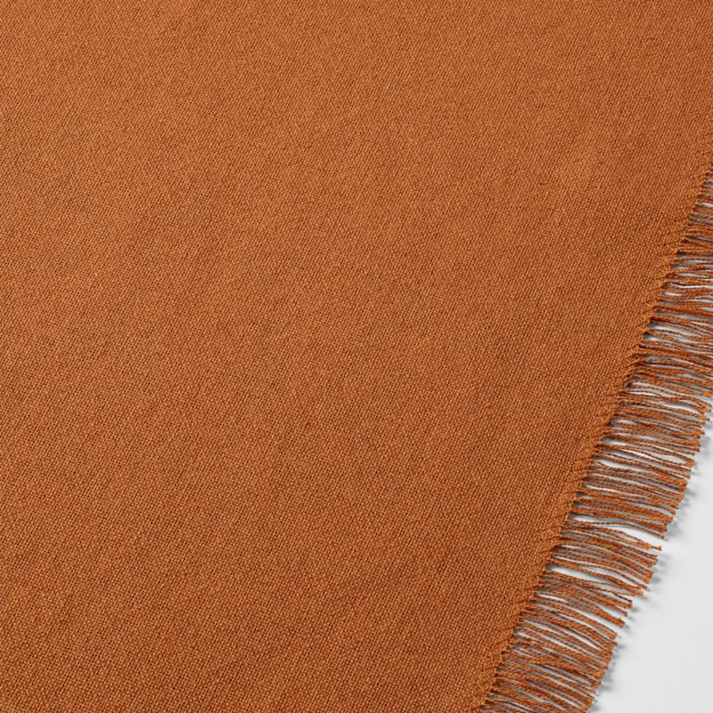 Craft 120" Almond Brown Organic Cotton Fringe Table Runner