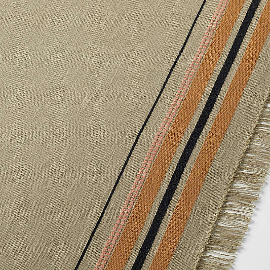 Craft 120" Green Stripe Organic Cotton Fringe Table Runner