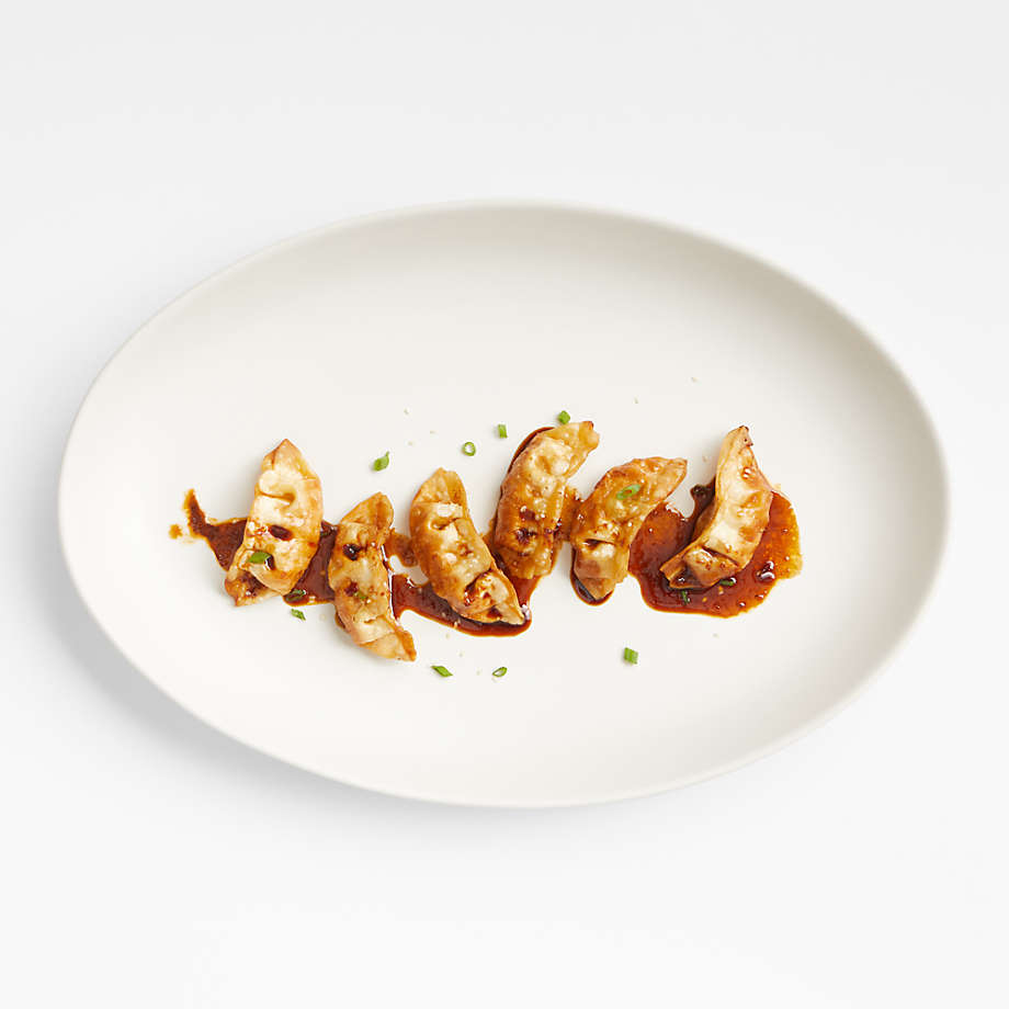 Craft Linen Cream Oval Platter + Reviews | Crate & Barrel