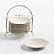 Craft Linen Cream Appetizer Plates with Stainless Steel Stand, Set of 10