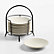 Craft Linen Cream Appetizer Plates with Black Stand, Set of 10