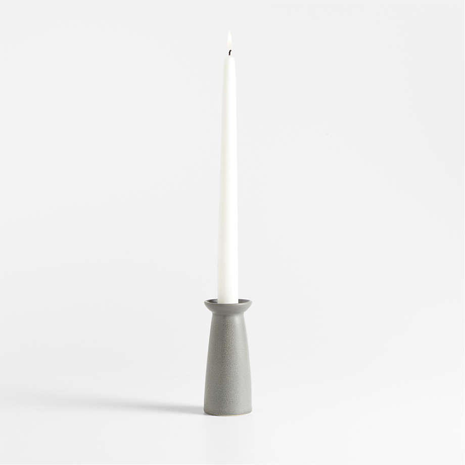 Craft Charcoal Grey Ceramic Taper Candle Holder 5" Crate & Barrel