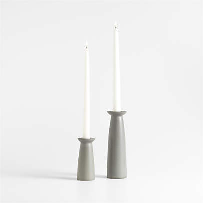  Candle Stick Candle Holder Porcelain - Charcoal Gray