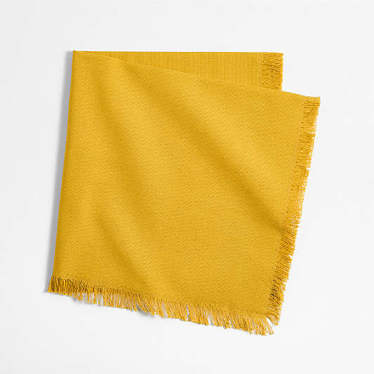 Craft Saffron Yellow Organic Cotton Fringe Dinner Napkin