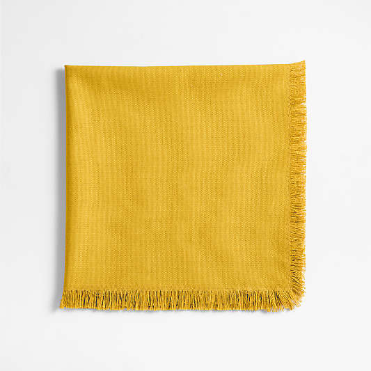 Craft Saffron Yellow Organic Cotton Fringe Dinner Napkin