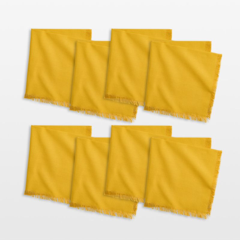 Craft Saffron Yellow Organic Cotton Fringe Dinner Napkins, Set of 8 - image 0 of 6