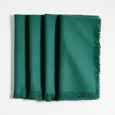 View Craft Smokey Pine Organic Cotton Fringe Napkins, Set of 4 details