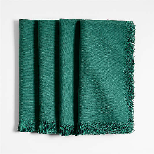 Craft Smokey Pine Organic Cotton Fringe Napkins, Set of 4