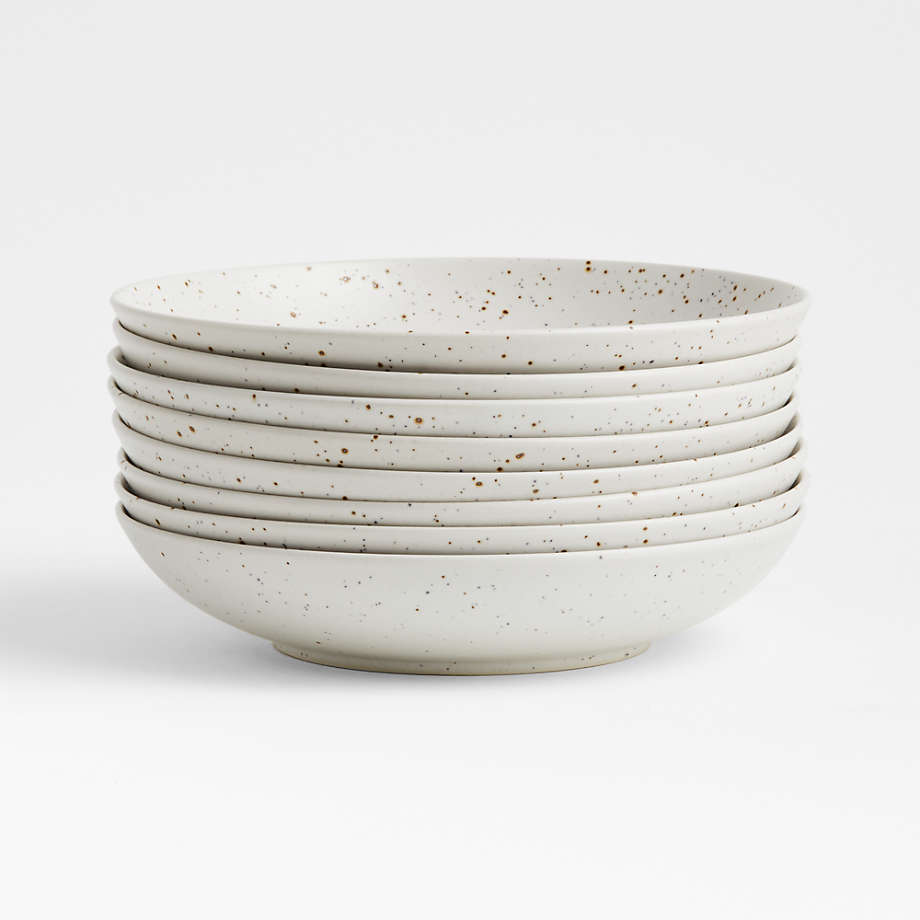 Craft Speckled White Low Bowls, Set of 8 + Reviews | Crate & Barrel
