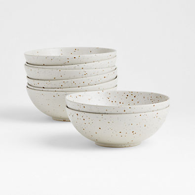 View Craft Speckled White Stoneware Bowls, Set of 8 details