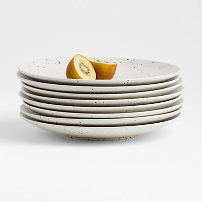 View Craft Speckled White Stoneware Coupe Dinner Plates, Set of 8 details