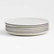 Craft Speckled White Stoneware Flat Dinner Plates, Set of 8