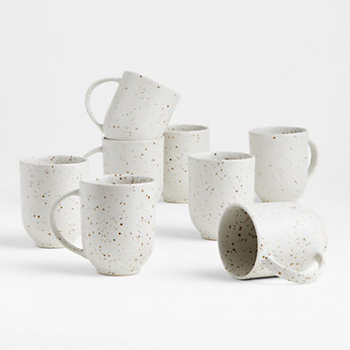 View Craft 11.5-oz. Speckled White Stoneware Mugs, Set of 8 details
