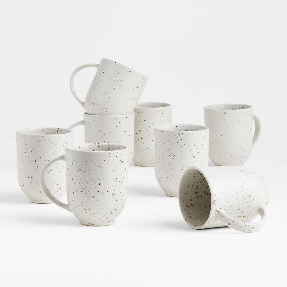 Craft Speckled White Mugs, Set of 8 + Reviews | Crate & Barrel