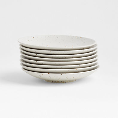 View Craft Speckled White Stoneware Coupe Salad Plates, Set of 8 details