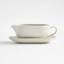 Craft Speckled Stoneware Gravy Boat with Saucer | Crate & Barrel