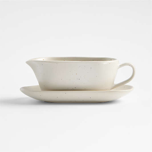 Craft Speckled Stoneware Gravy Boat with Saucer