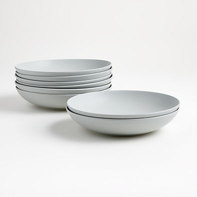 View Craft 10" Stone Blue Low Bowls, Set of 8 details