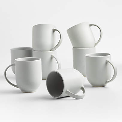 Crate And Barrel Pick Me Up Stoneware Stackable Mugs And Tray 