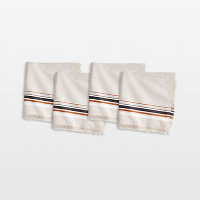 View Craft Black and Natural Organic Cotton Napkins, Set of 4 details