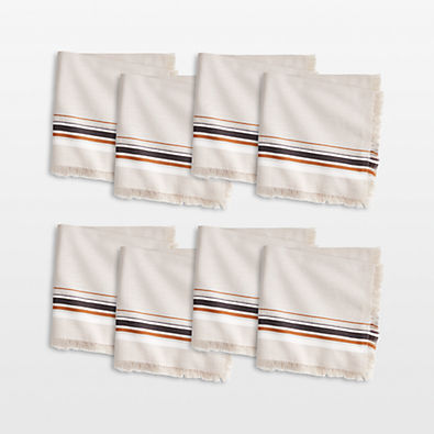 View Craft Black and Natural Organic Cotton Napkins, Set of 8 details