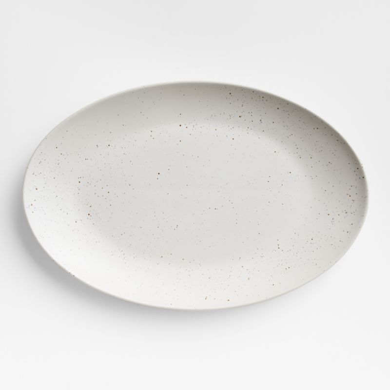 Craft Speckled White Large Oval Serving Platter | Crate & Barrel