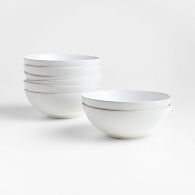 View Craft White Stoneware Cereal Bowls, Set of 8 details