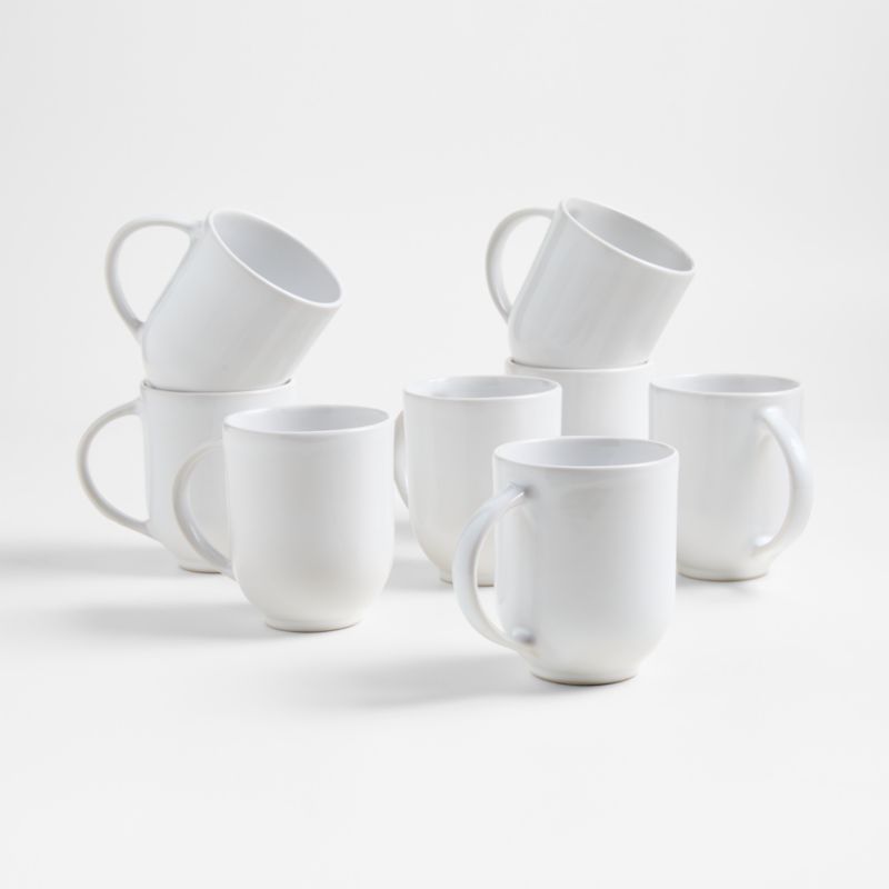 Craft White Stoneware 11-oz. Mugs, Set of 8 - image 0 of 6