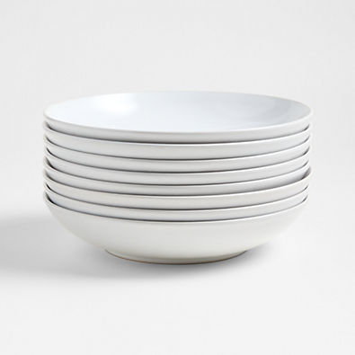 View Craft White Stoneware Low Bowls, Set of 8 details