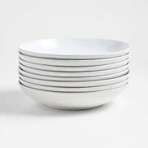 Craft White Stoneware Low Bowls, Set of 8 + Reviews | Crate & Barrel