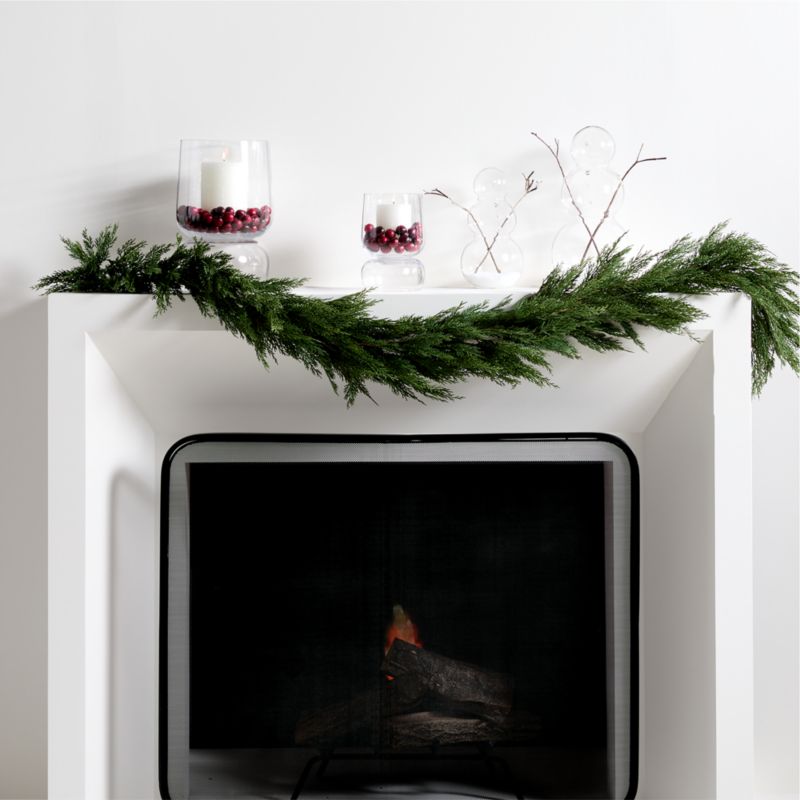 Cranberry and Cypress Garland Holiday Mantel Set