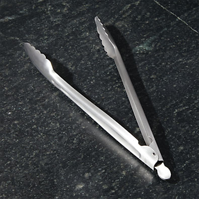 View Crate & Barrel 12" Brushed Stainless Steel Tongs details