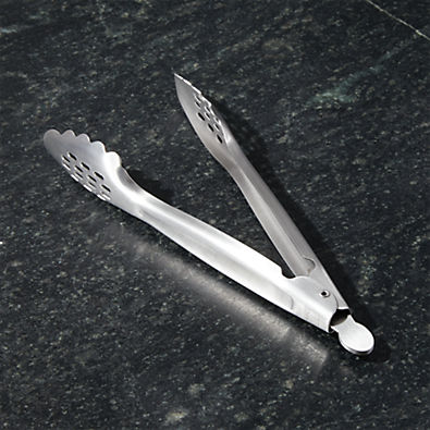 View Crate & Barrel 9" Brushed Stainless Steel Tongs details