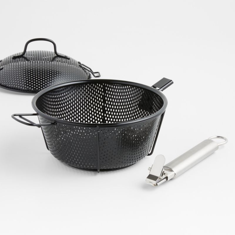 Crate & Barrel Outdoor Round Non-Stick BBQ Grill Basket with Lid - image 3 of 5