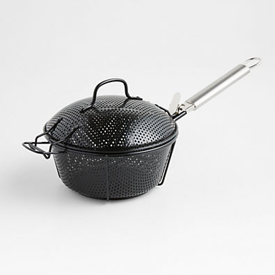 View Crate & Barrel Outdoor Round Non-Stick BBQ Grill Basket with Lid details