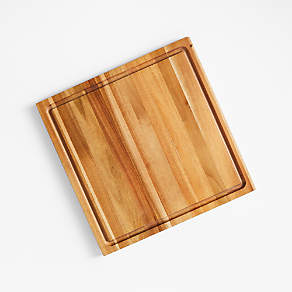 Round Natural Acacia Serving Board - Varnished, Bark Edges - 9 inch x 9 inch x 1 1/2 inch - 1 Count Box