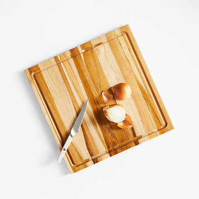 Crate & Barrel Reversible Teak Wood Cutting Board 16"x16"x0.75"