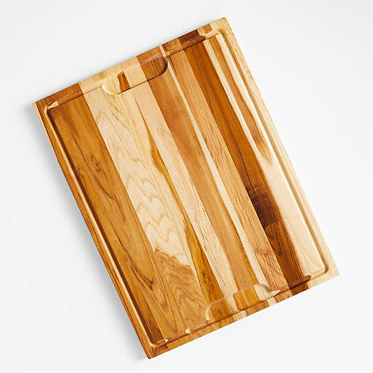 Crate & Barrel Reversible Teak Wood Cutting Board 24"x18"x0.75"